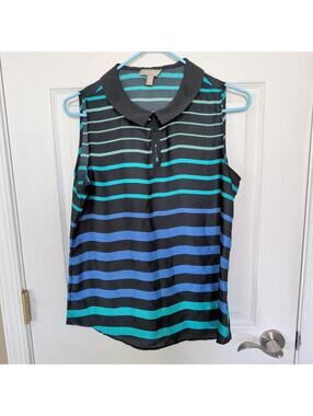 Banana Republic Women's Blue and Multi Polo-shirt